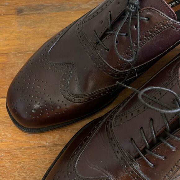 Vintage Mens Florsheim Wingtip Oxfords Size 10 Brown Leather Shoes - Picture 3 of 6